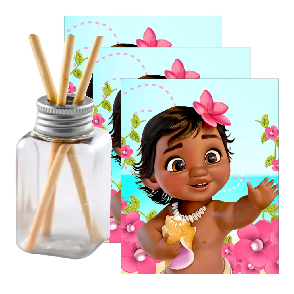 10 Adesivos Para Difusor Moana Baby - Decoração Festa Aniversário Moana Baby