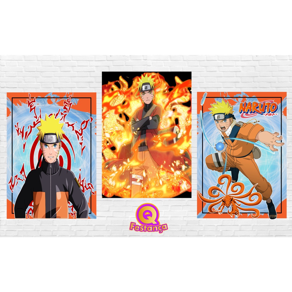 Poster Naruto 30x40cm - KIT COM 3 POSTER