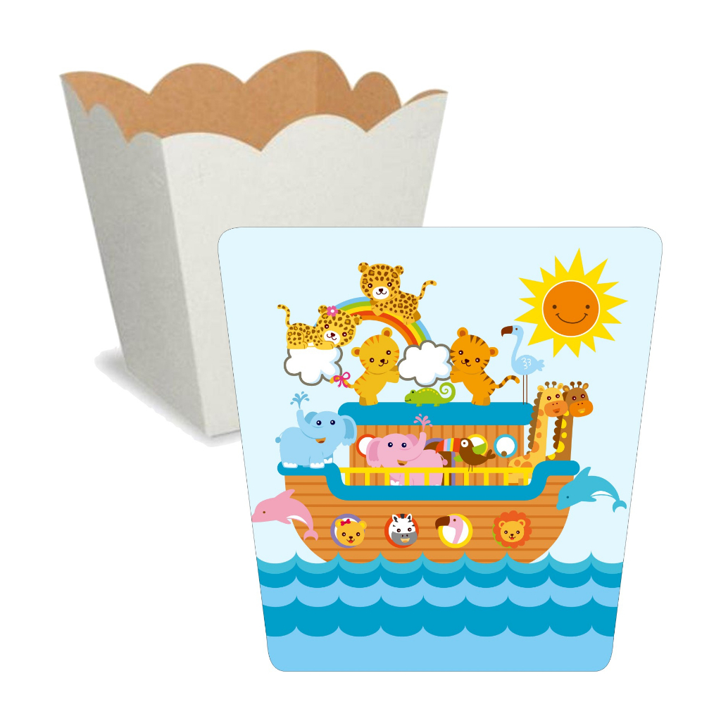 10 Adesivos Para Cachepô Retangular 7cm Arca de Noé - Decoração Festa Aniversário, Lembrancinhas Arca de Noé