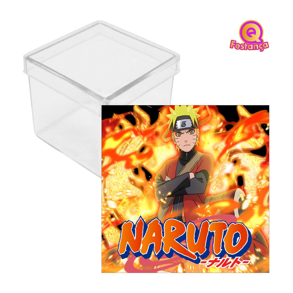 Adesivo + Caixa Acrílica Naruto Masashi 5cm- Acrílico Decoração Festa Aniversário Lembrancinha