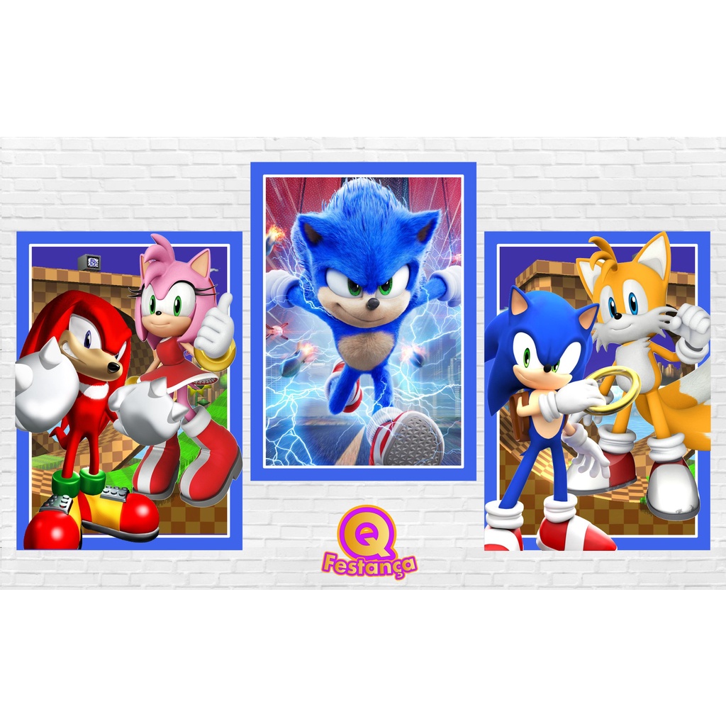 Poster Sonic 30x40cm - KIT COM 3 POSTER