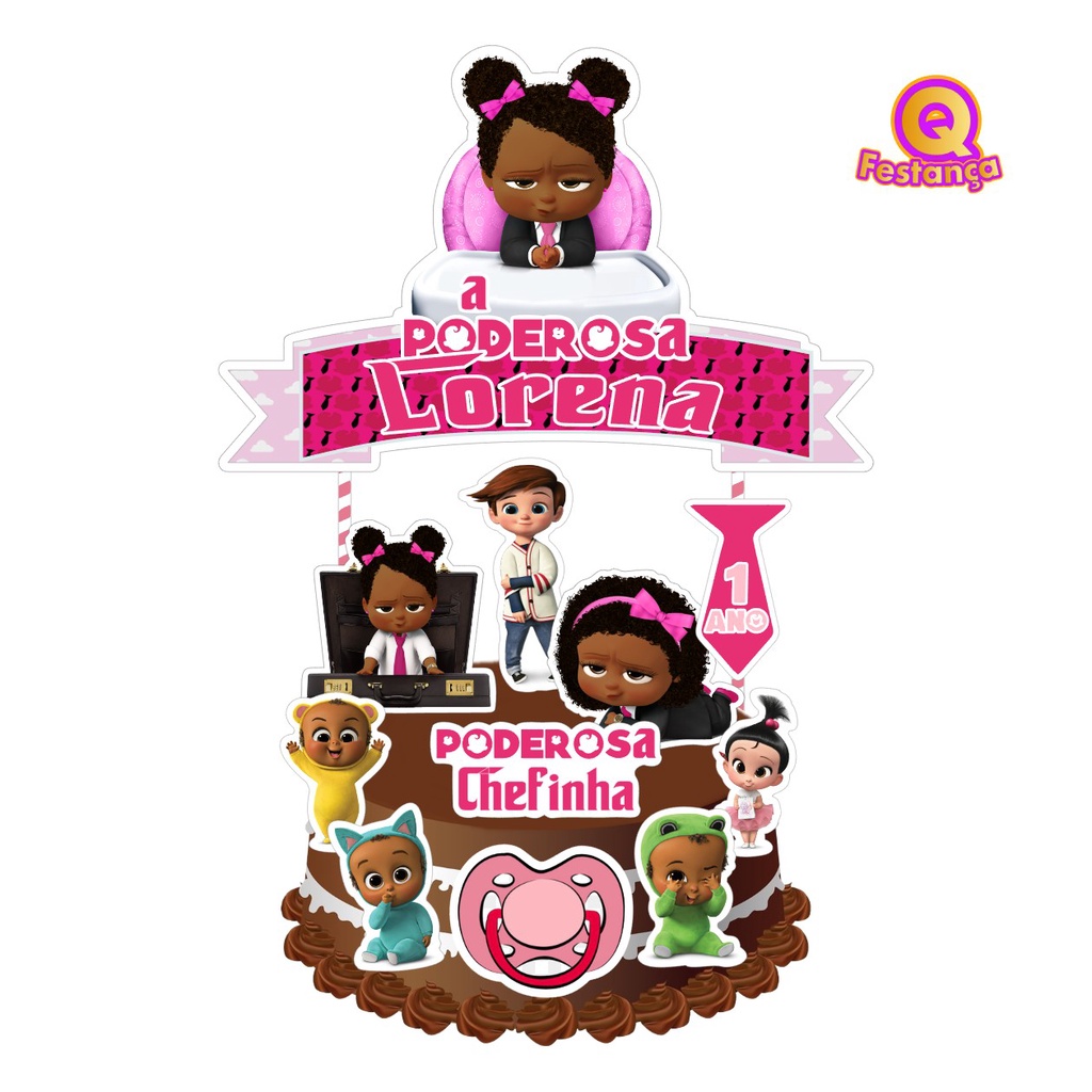 Topo de Bolo Poderosa Chefinha CACHEADA Personalizado - Topper de Bolo 3D Nome e Idade