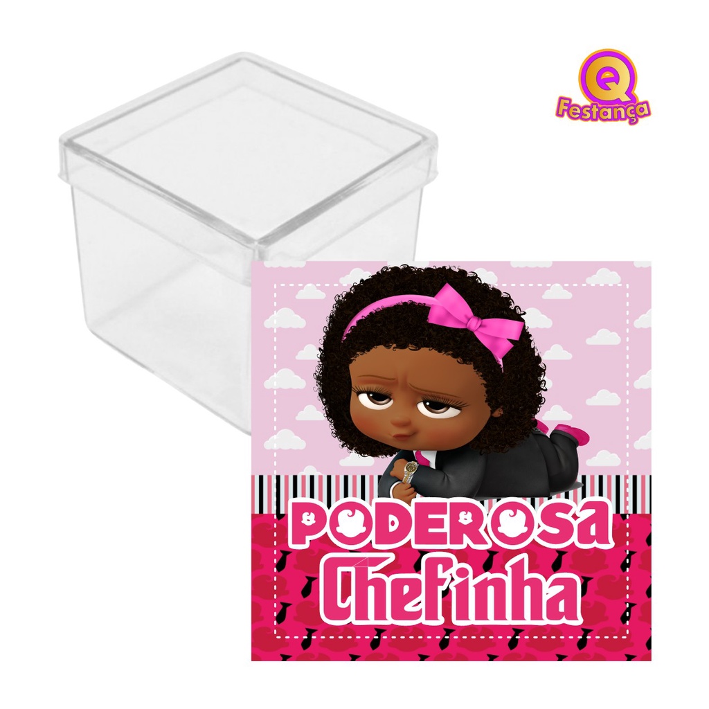 Adesivo + Caixa Acrílica Poderosa Chefinha CACHEADA 5cm- Acrílico Decoração Aniversário Lembrancinha
