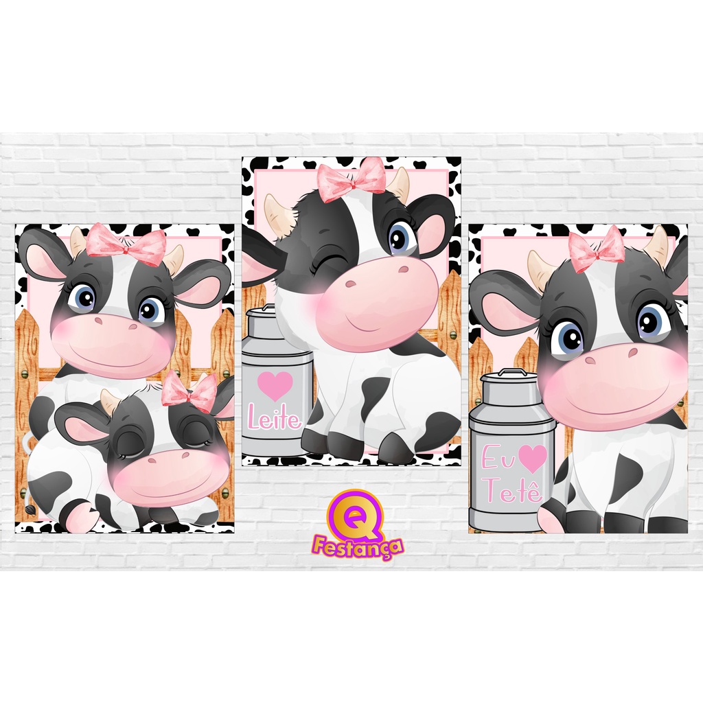 Poster Vaquinha Leiteira 30x40cm - KIT COM 3 POSTER-Decoração Festa Aniversário