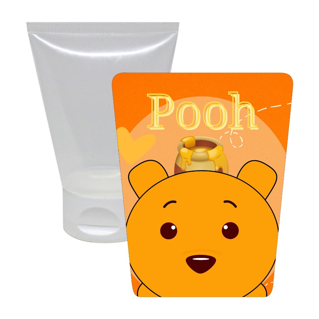 Adesivos para Bisnaga 30ml Ursinho Pooh Baby - Pronto para ser aplicado, Decoração para Mesversário Tema Ursinho Pooh.