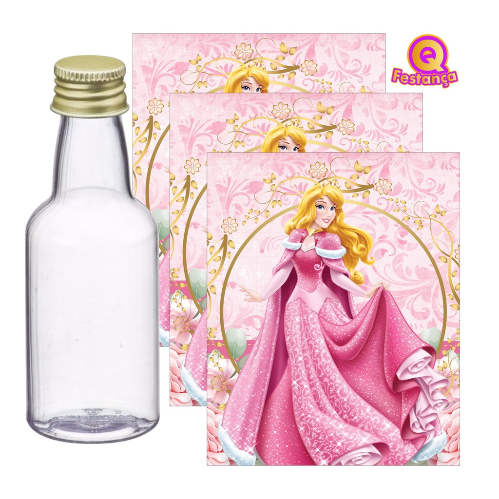 10 Adesivos para Garrafinha 50ml A Bela Adormecida - Pronto para ser aplicado-Decoração Festa Aniversário
