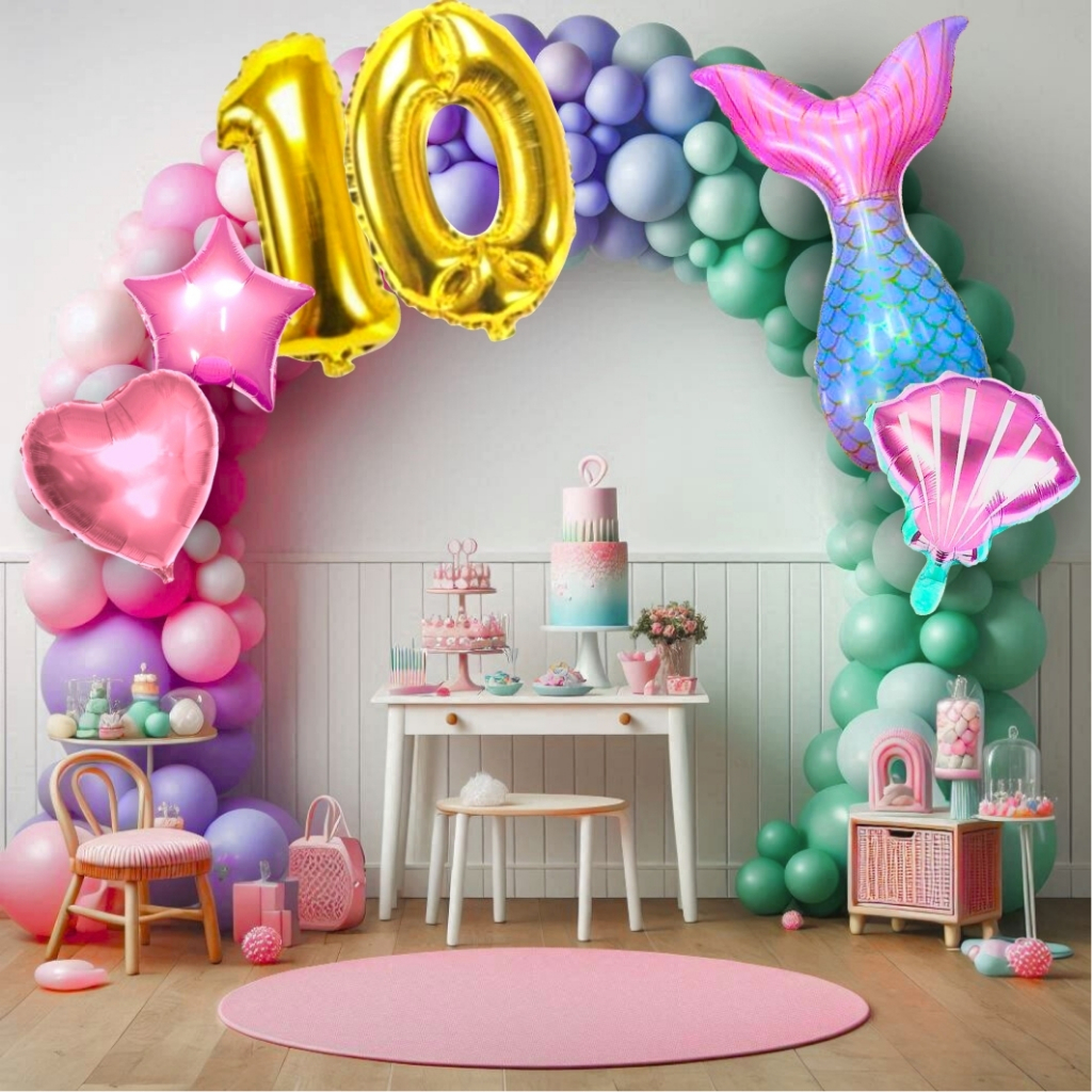 Kit Arco Desconstruído Calda Sereia Premium Decoração Festas Eventos *150 itens* Fundo do Mar