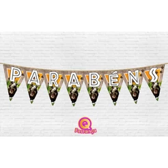 Bandeirola Jurassic Park*PARABÉNS* Decoração Festa Aniversário