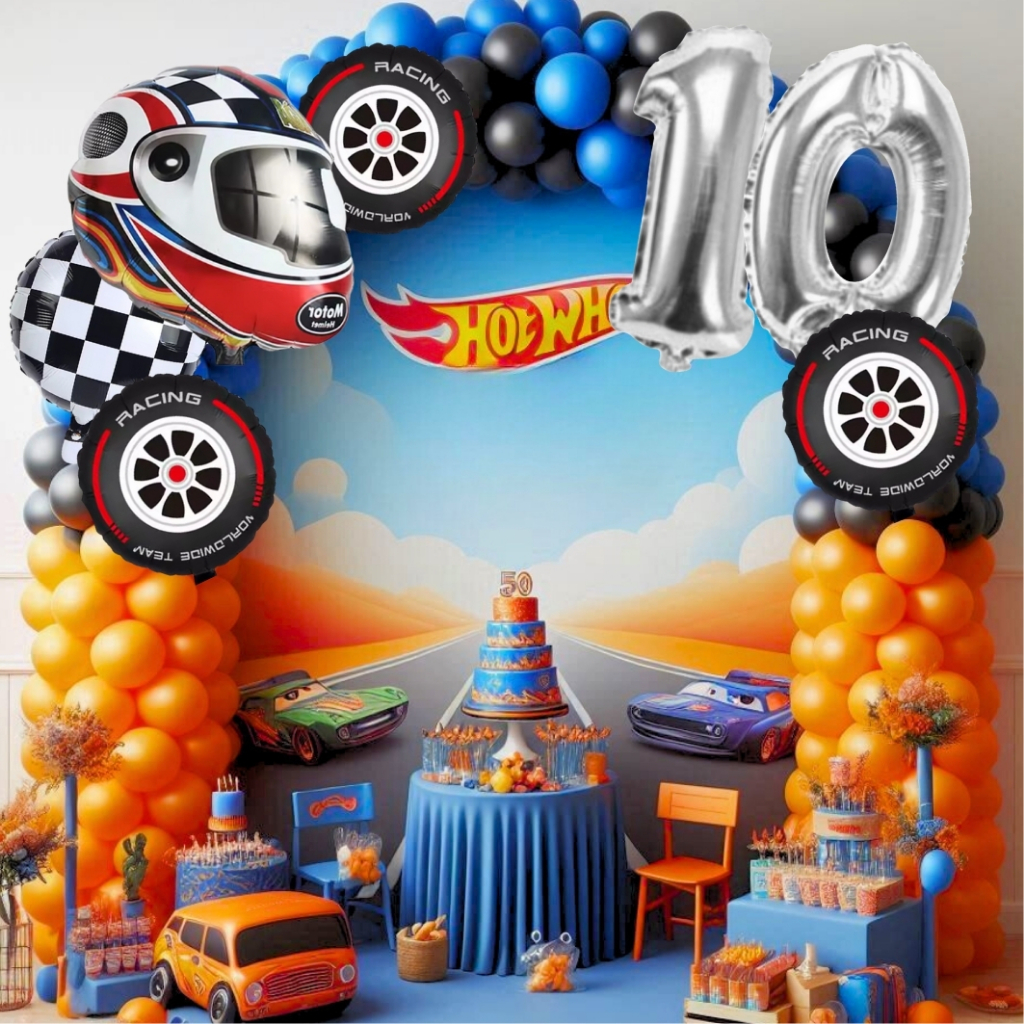 Kit Arco Desconstruído Piloto Hot Wheels Carrinho Premium Decoração Festas Evento *150 itens* Carros