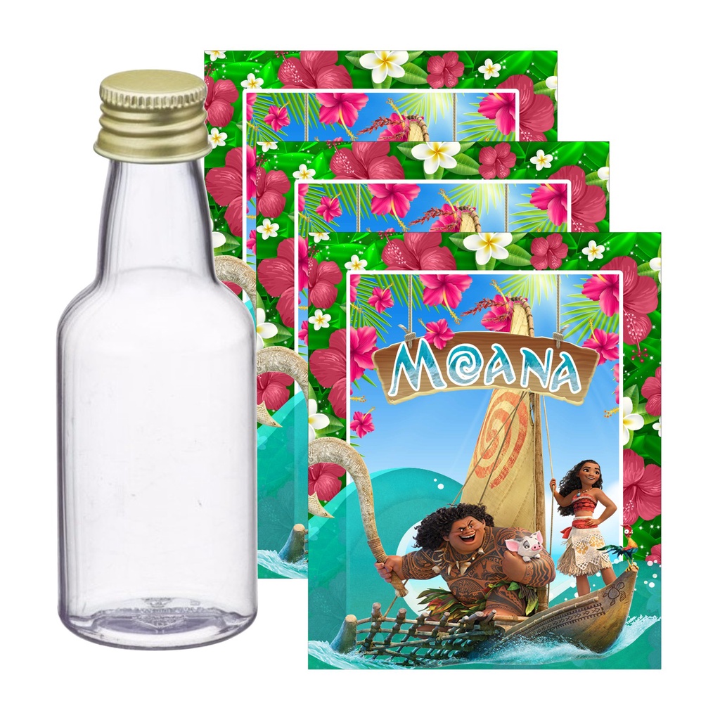10 Adesivos para Garrafinha 50ml Moana - Pronto para ser aplicado-Decoração Festa Aniversário