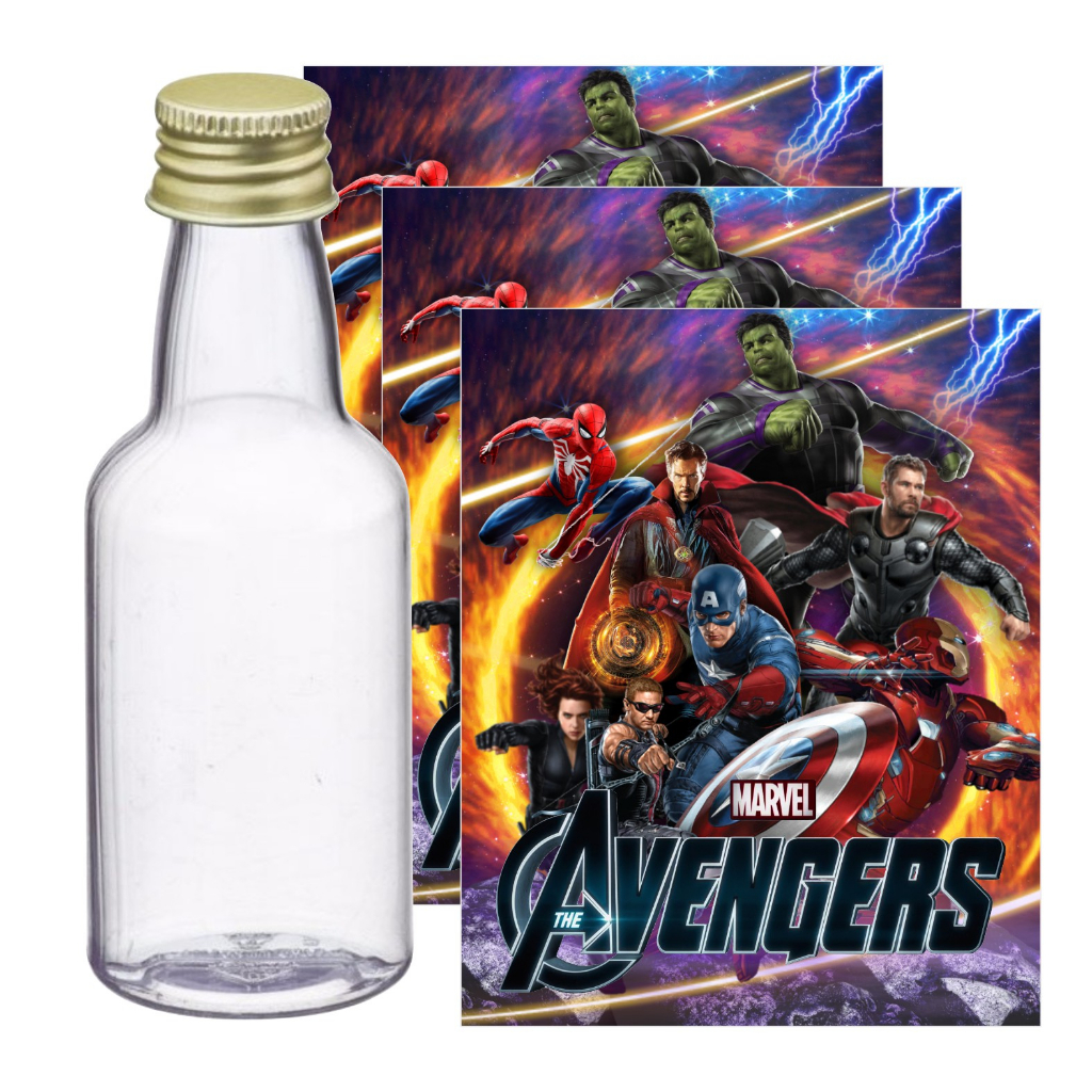 10 Adesivos para Garrafinha 50ml Vingadores - Pronto para ser aplicado-Lembrancinhas Vingadores