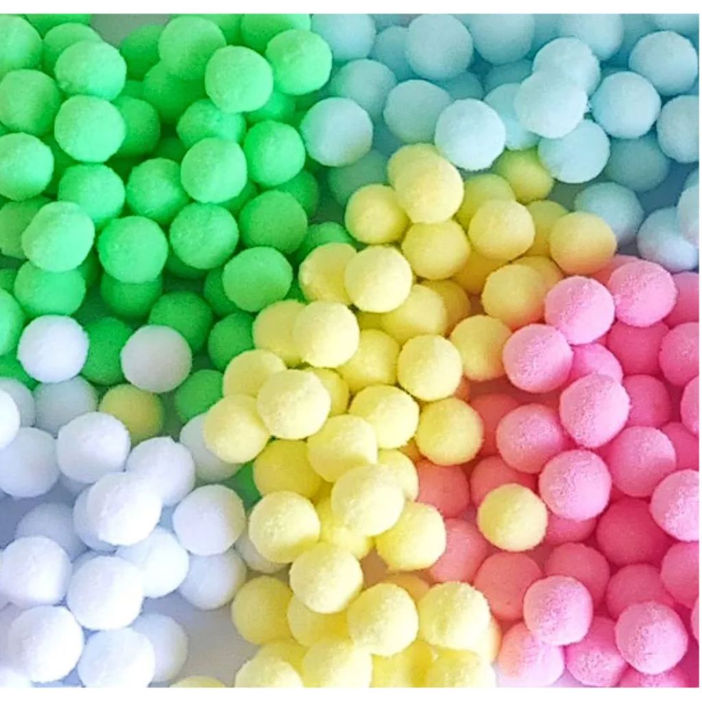 Mini Pompom Fofo Multicolorido Várias Cores Candy 200 Unidades- Tons Pasteis Pompom Artesanato