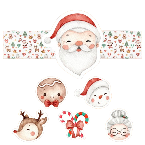 Porta Guardanapo de Natal com aplique 3D Personagens Natalinos - Decoração Natal