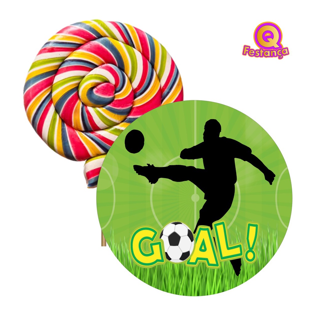 Adesivos Futebol Copinha Pirulito 4cm - Lembrancinha Saquinho Surpresa Guloseimas Festa Aniversário
