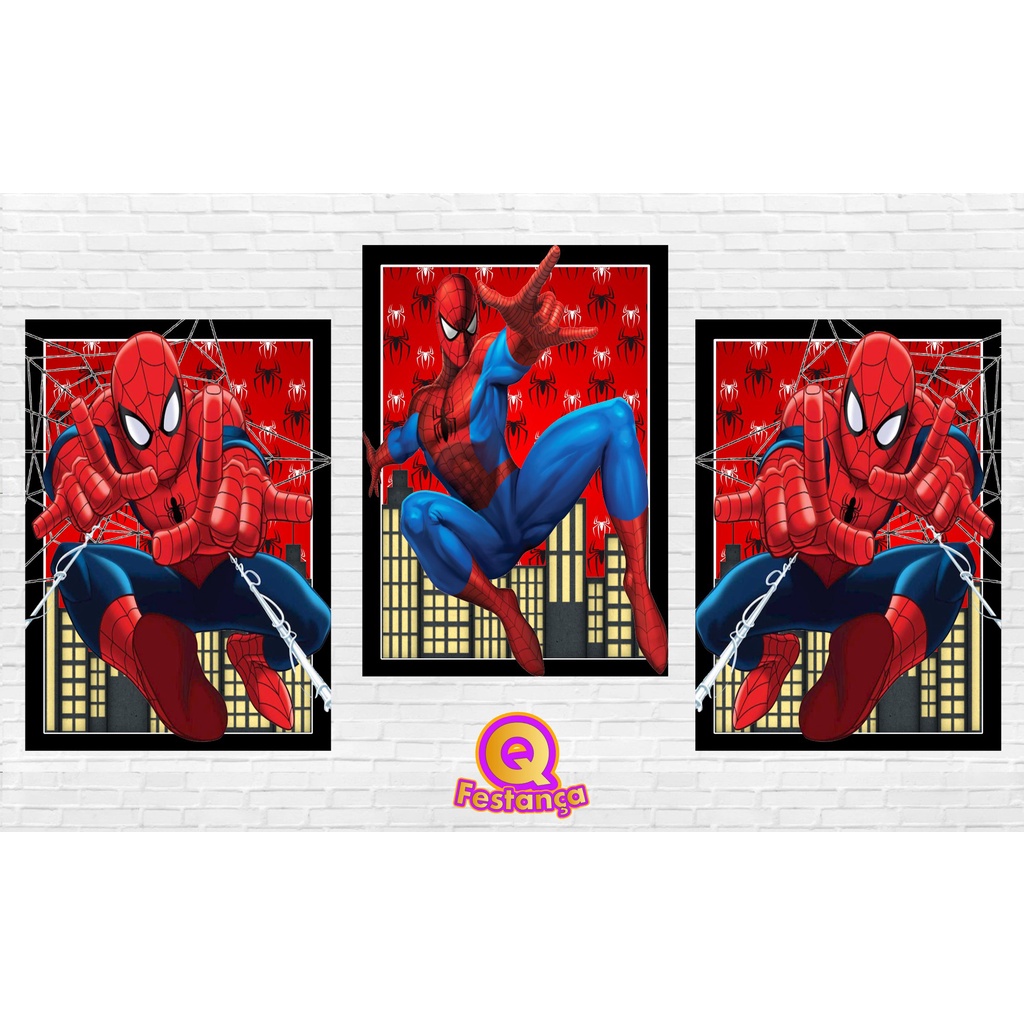 Poster Homem Aranha Vermelho 30x40cm - KIT COM 3 POSTER