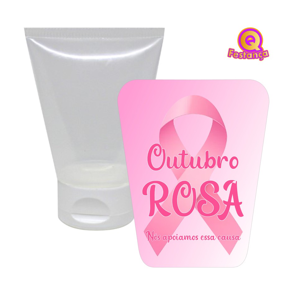 Bisnaga 30ml + Adesivo Outubro Rosa VÁRIAS CORES - Lembrancinha Festa Brigadeiro Álcool Gel