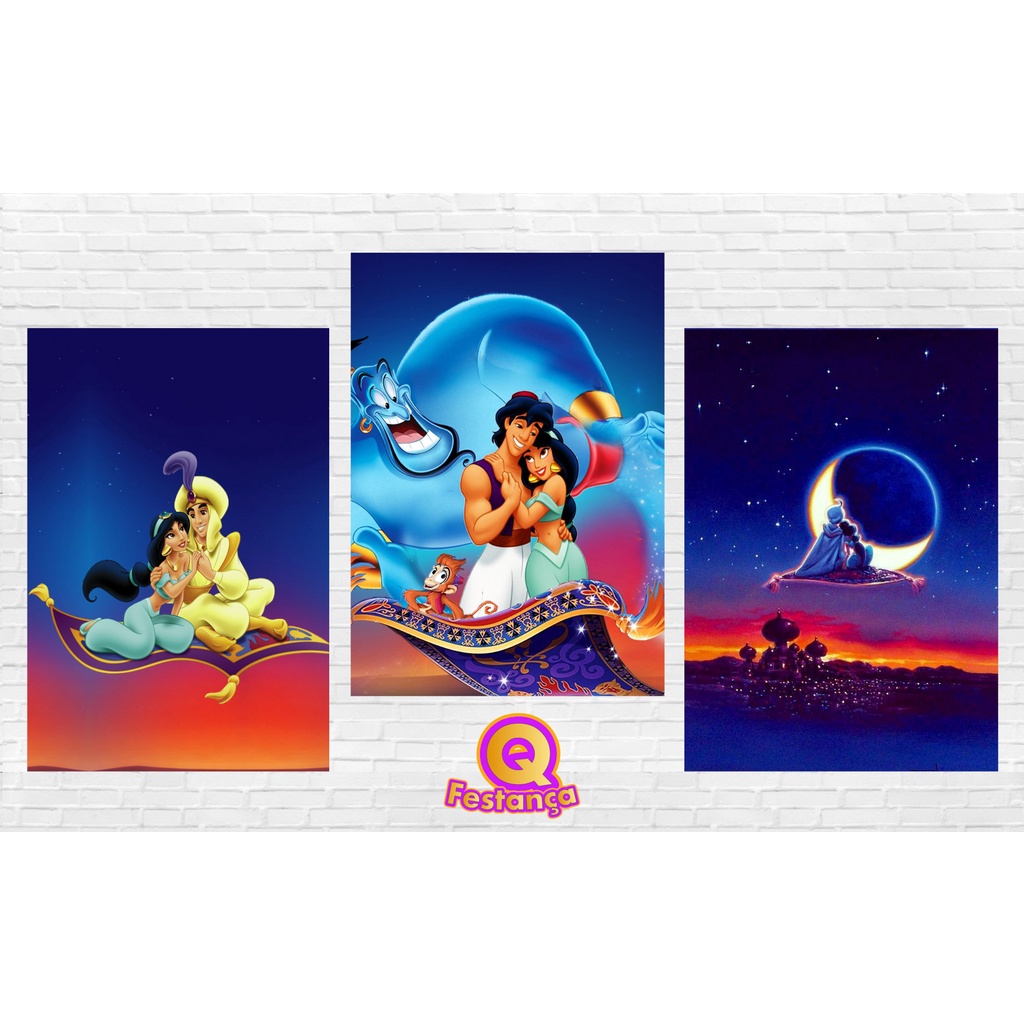 Poster Aladdin e Jasmine 30x40cm - KIT COM 3 POSTER