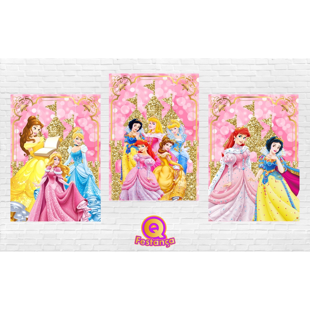 Poster Princesas do Reino 30x40cm - KIT COM 3 POSTER