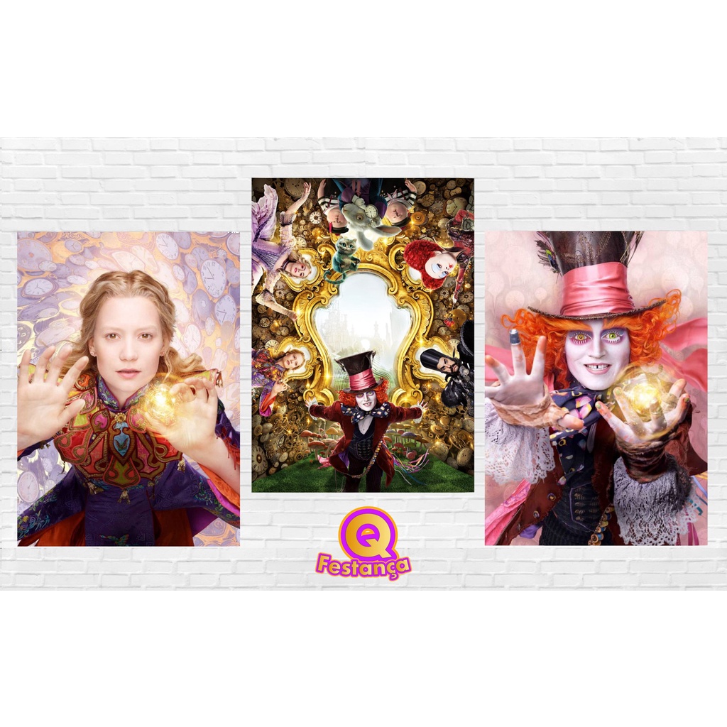Poster Alice Através do Espelho 30x40cm - KIT COM 3 POSTER