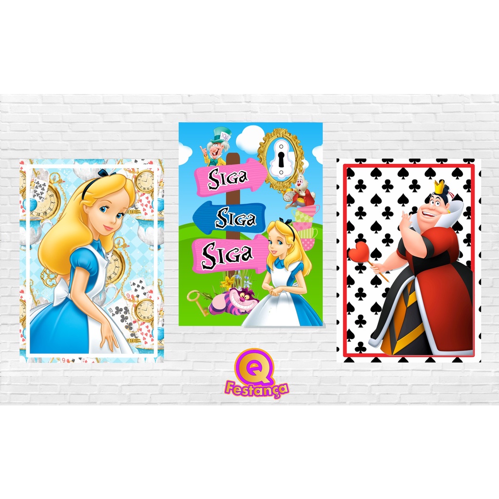 Poster Alice Desenho 30x40cm - KIT COM 3 POSTER