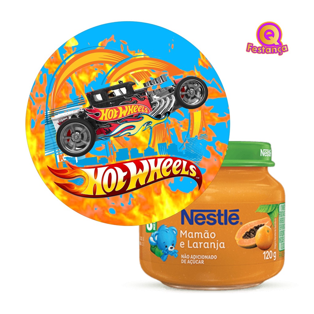 10 Adesivos para Tampa 5cm Papinha Hot Wheels -Carrinhos, Carrinhos Hot, Carrinho Miniatura, Pista, Pista de Carros