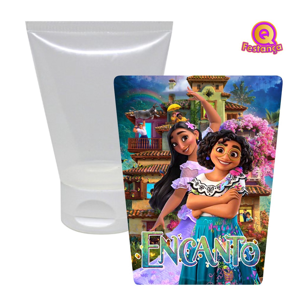 Bisnaga 30ml + Adesivo Encanto VÁRIAS CORES - Lembrancinha Festa Brigadeiro Álcool Gel