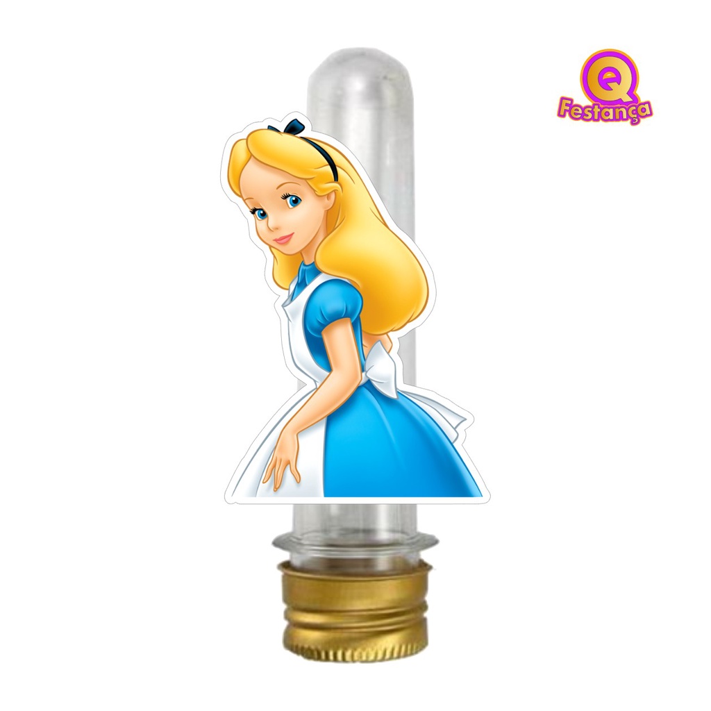 Tubete Acrílico + Apliques 3D BUSTO Alice Desenho - VÁRIAS CORES Decoração Festa Aniversário