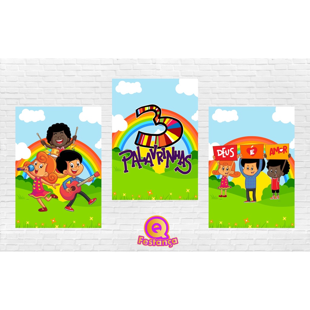 Poster 3 Palavrinhas Arco - Íris 30x40cm - KIT COM 3 POSTER