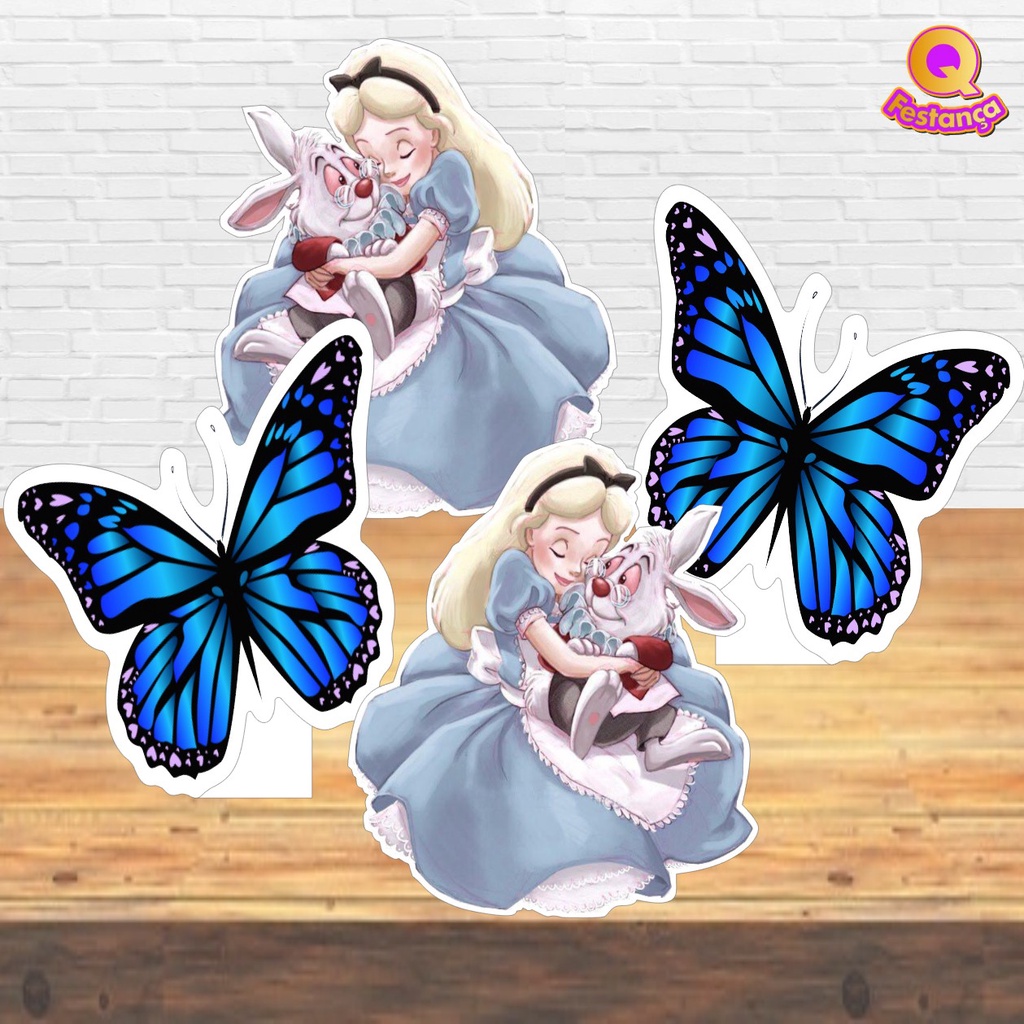 Display para Mesa Alice AQUARELA 25cm Com Base- Lembrança Aniversário Festa Infantil Decoração
