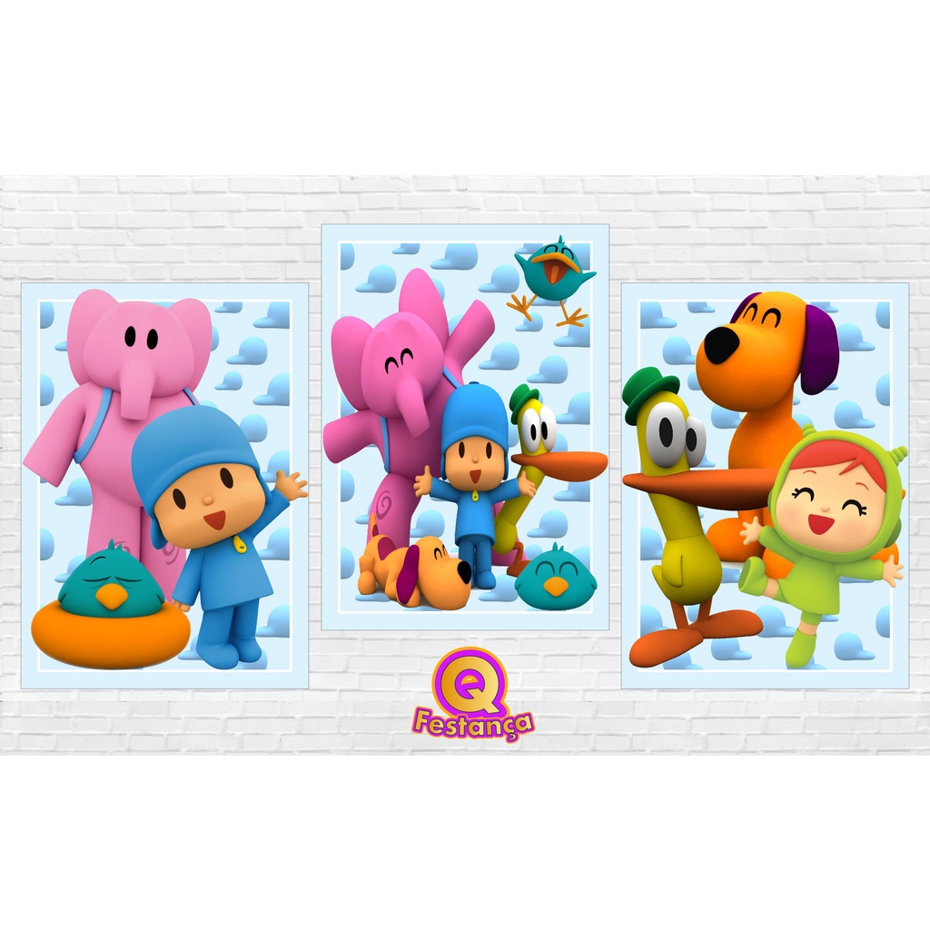Poster Pocoyo Azul  30x40cm - KIT COM 3 POSTER