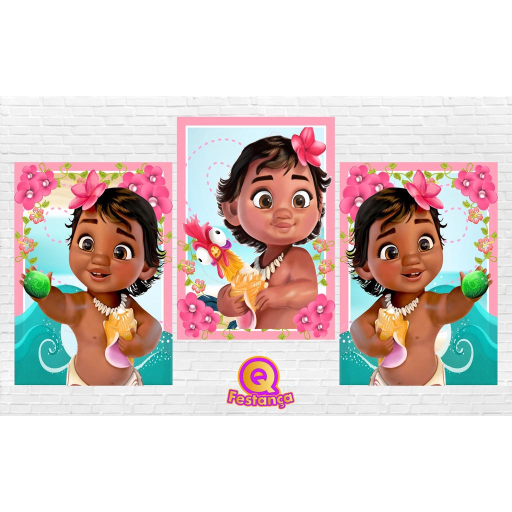Poster Moana Baby 30x40cm - KIT COM 3 POSTER