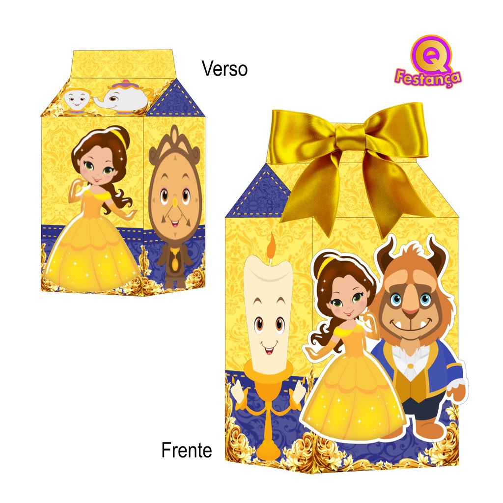 10 Caixas Millk CUTE A Bela e a Fera com Personagem e Aplique 3D