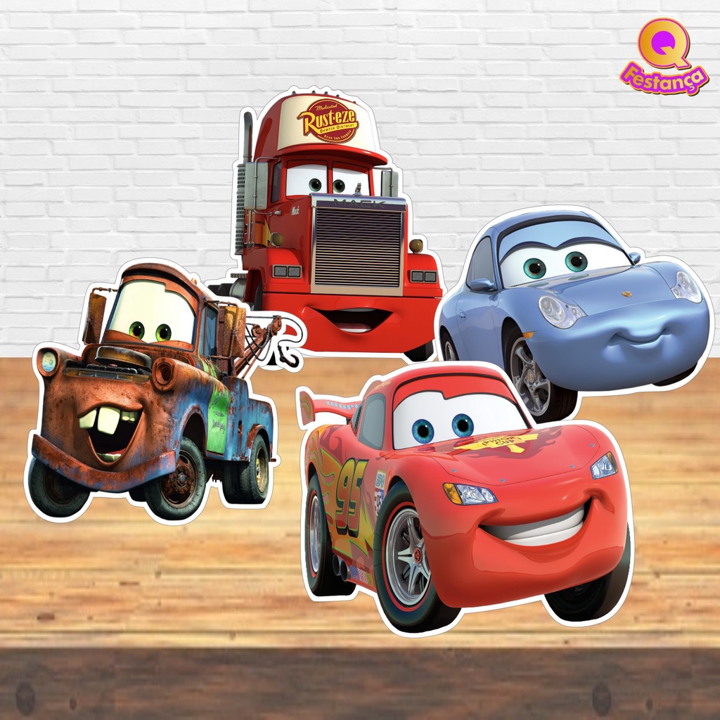 Display para Mesa Cars Carro 25cm c Base- Lembrança Aniversário Infantil Decoração Relâmpago Macquen