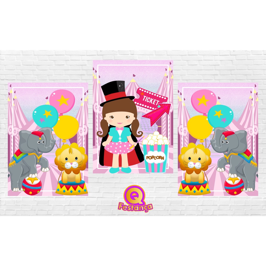 Poster Circo Menina 30x40cm - KIT COM 3 POSTER