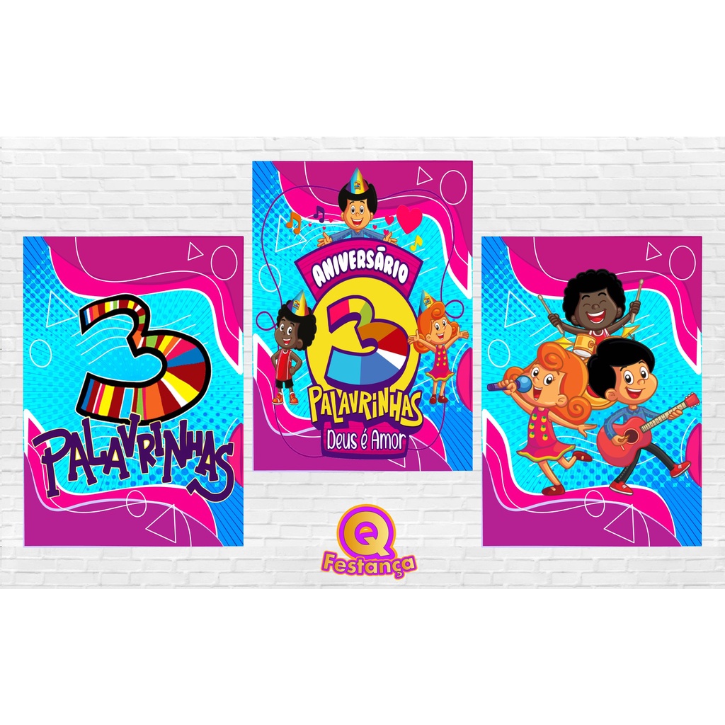 Poster 3 Palavrinhas Parabéns 30x40cm - KIT COM 3 POSTER