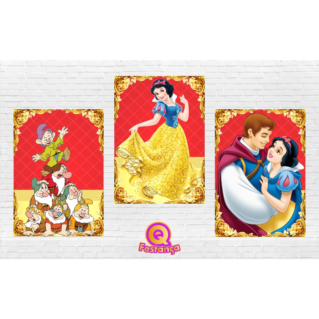 Poster Branca de Neve 30x40cm - KIT COM 3 POSTER