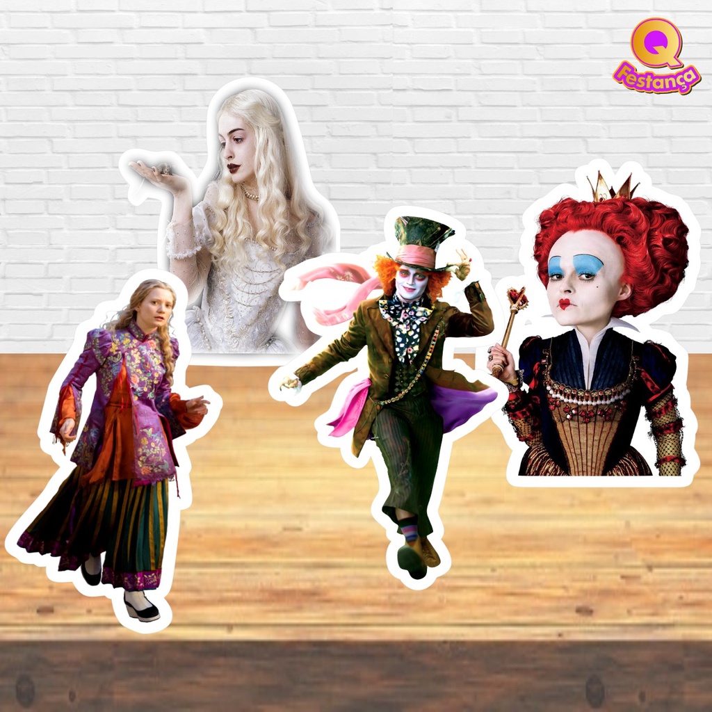 4 Diplays para Mesa Alice Através do Espelho 25 cm - Com base