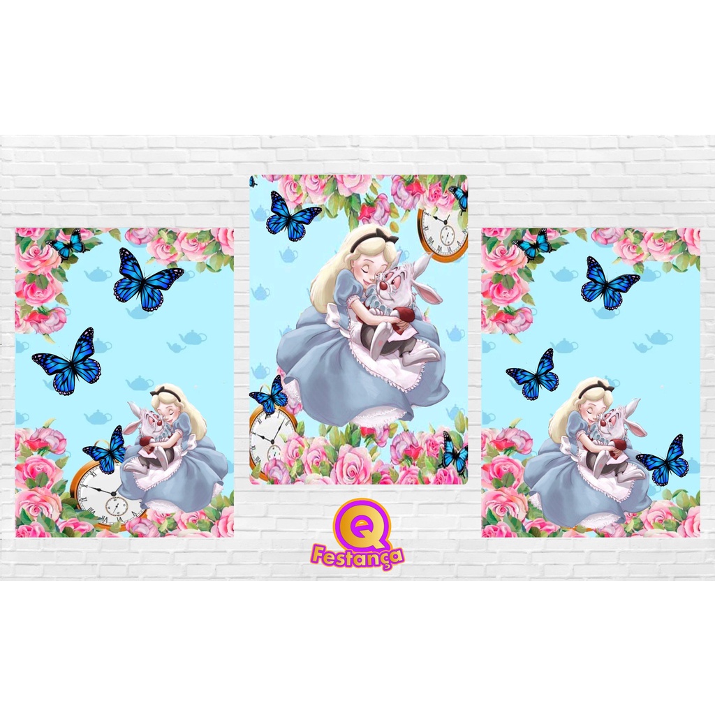 Poster Alice AQUARELA 30x40cm - KIT COM 3 POSTER