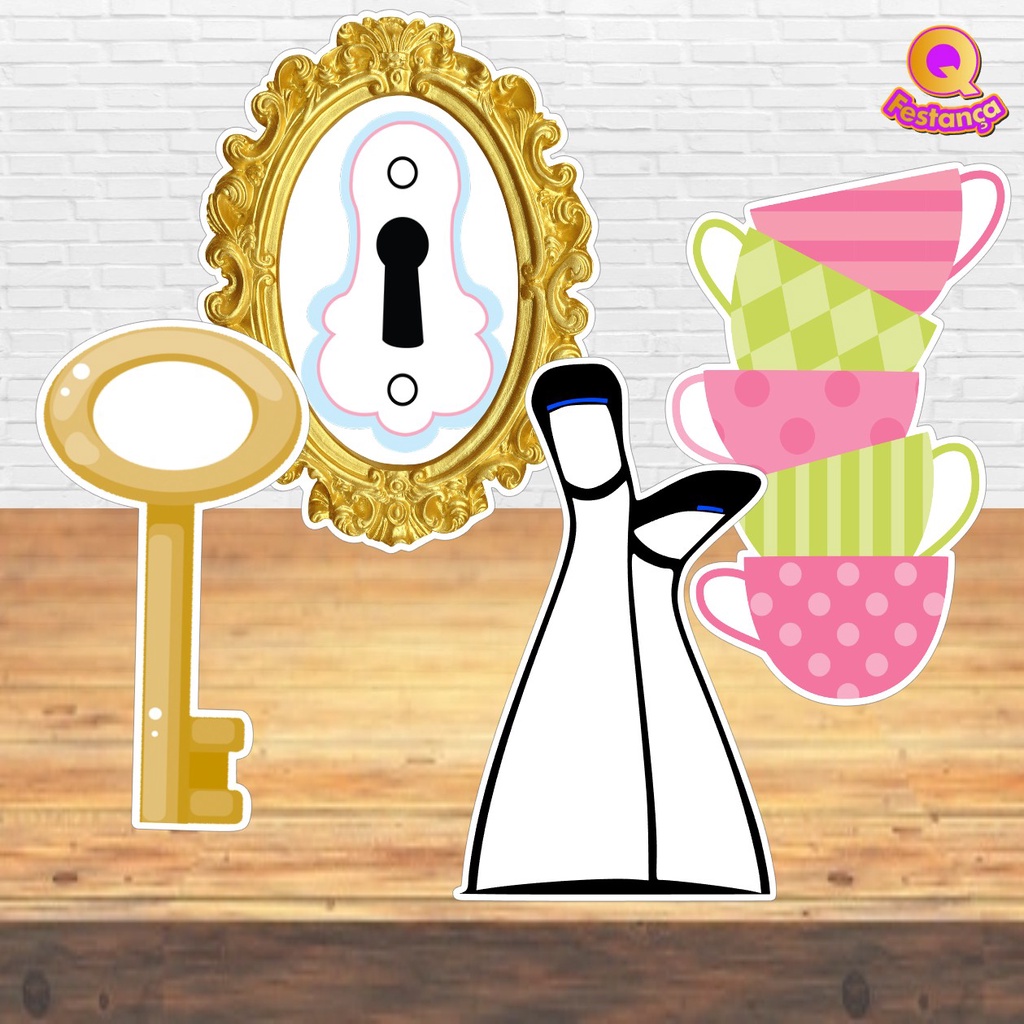Display para Mesa Alice País Maravilhas Desenho 25cm Com Base- Lembrança Festa Infantil Decoração