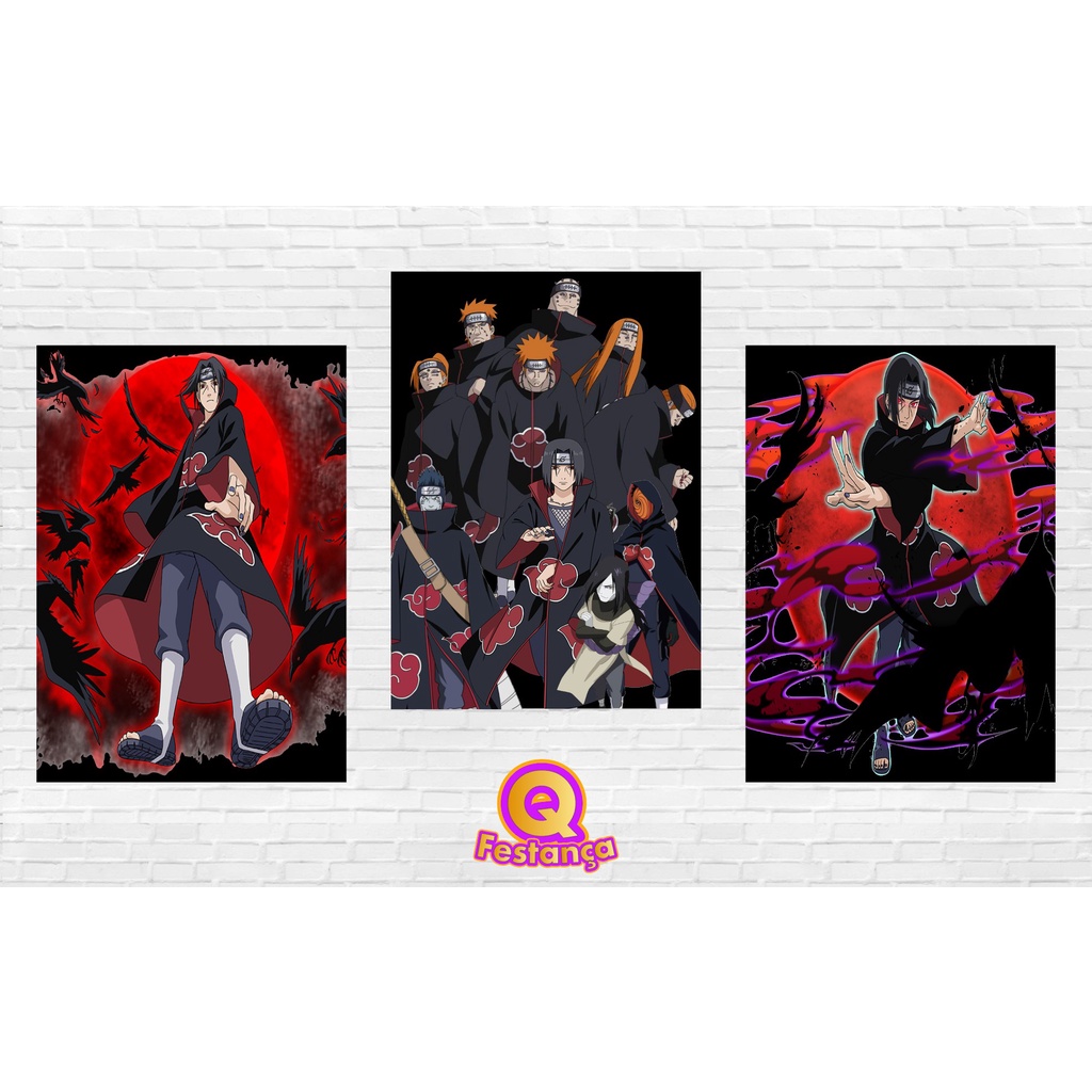 Poster Akatsuki Masculino 30x40cm - KIT COM 3 POSTER