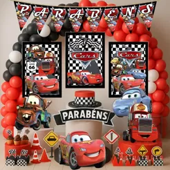 Kit Festa Aniversário Personalizado Cars Carro 78 itens - Decoração Mesversario Lembrancinhas