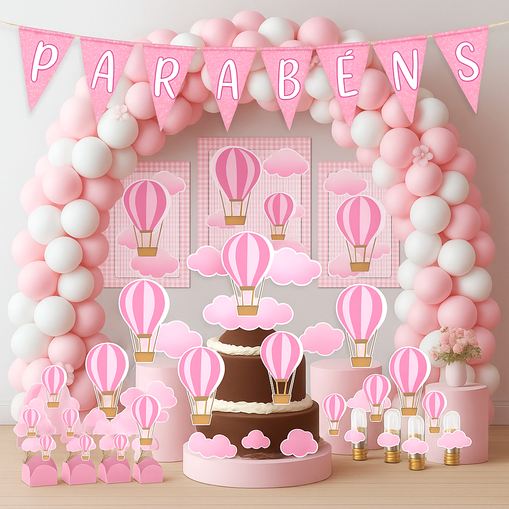 Kit Festa Aniversário Personalizado Balão Balãozinhos 78 itens - Decoração Mesversario Lembrancinhas