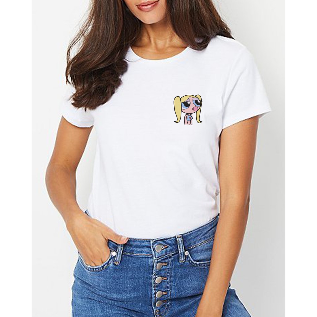 Camiseta As meninas Super poderosas Unissex Branca Desenho Adulto e Infantil Lindinha Shirt feminina