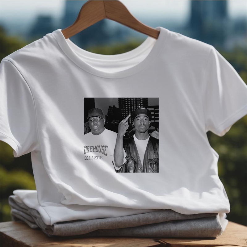 Camiseta Tupac e The Notorious Big rap internacional branca unissex diversos tamanhos Rapper