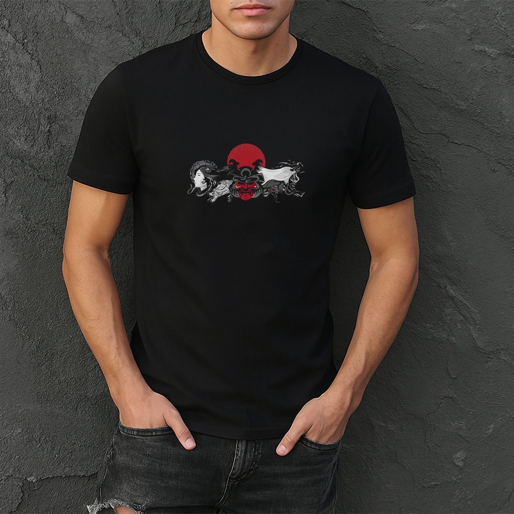 Camiseta Estilo Tradicional Japonês Estampada Algodão 30.1 Confortável