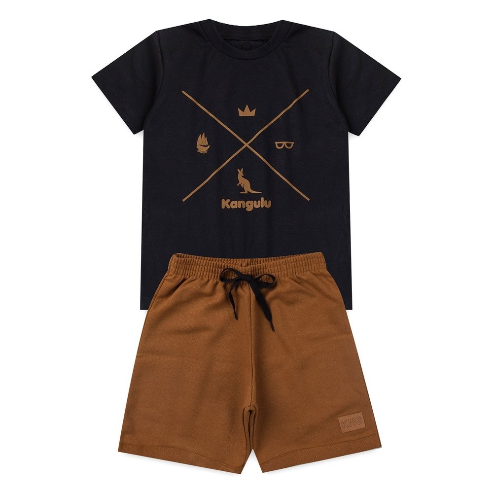 Roupa Menino Infantil Verão Kangulu Conjunto Infantil Símbolos Mais Vendidos Premium Casua...