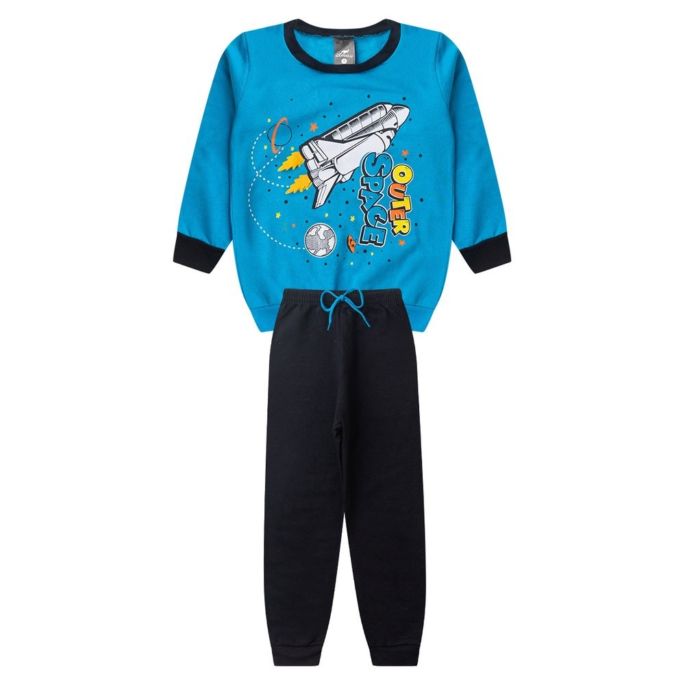 Conjunto Infantil Menino Moletom De Frio Inverno Space Kangulu