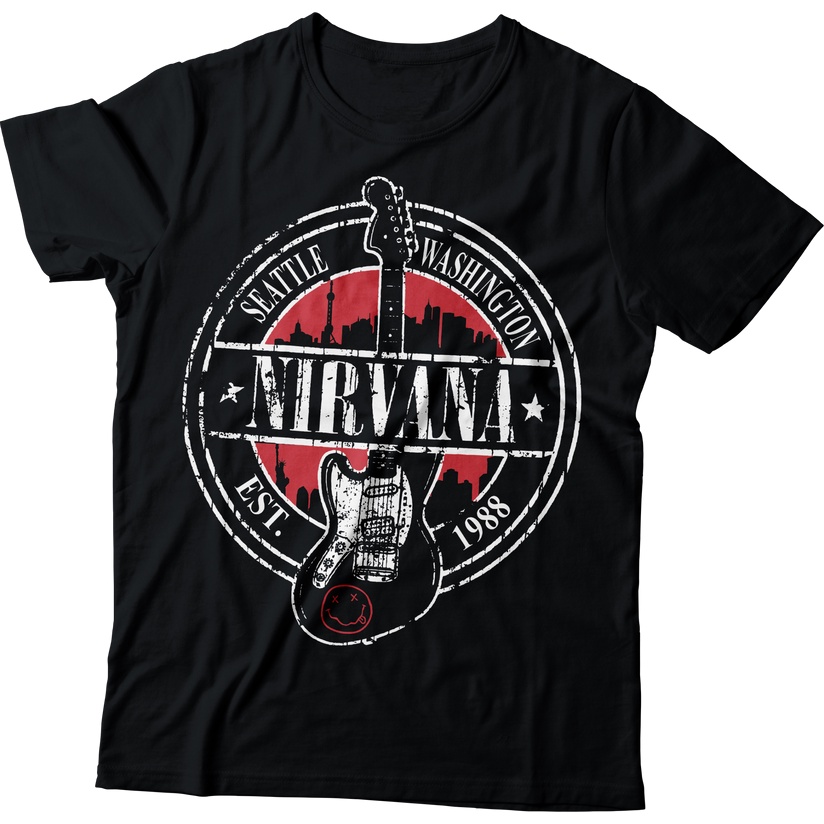 Camiseta Nirvana Kurt Cobain Seattle Banda Rock Grunge