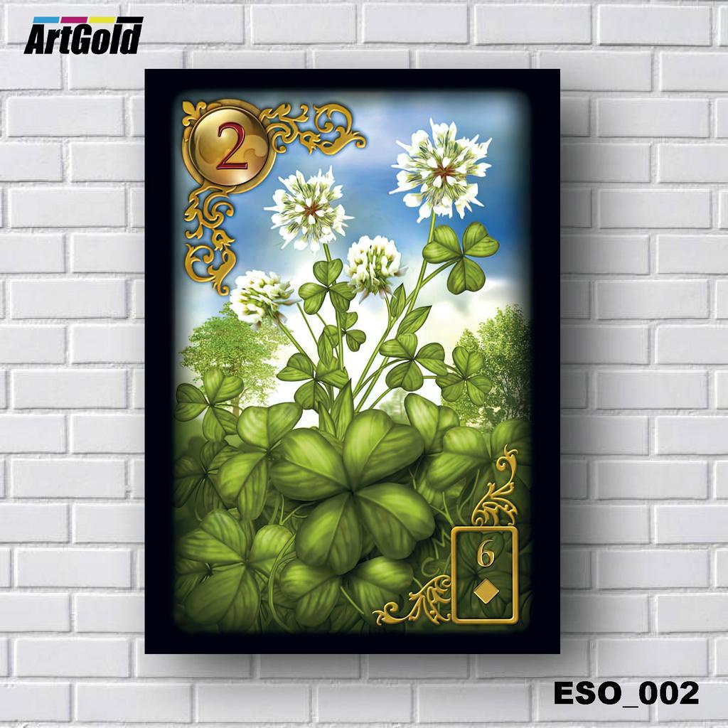 Placas Quadros Decorativos em MDF - Esotérico -  Tarô - Baralho Cigano - Carta 2 Trevo