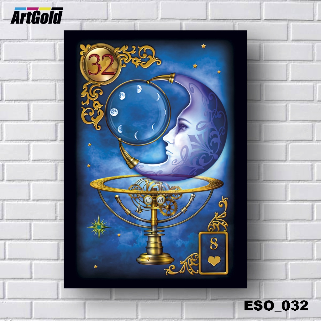 Placas Quadros Decorativos em MDF - Esotérico -  Tarô - Baralho Cigano - Carta 32 A Lua